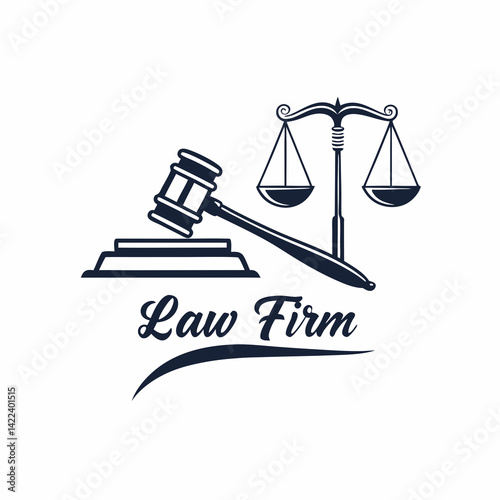 Law Firm Logo With Gavel And Justice Scales Symbolizing Legal Services