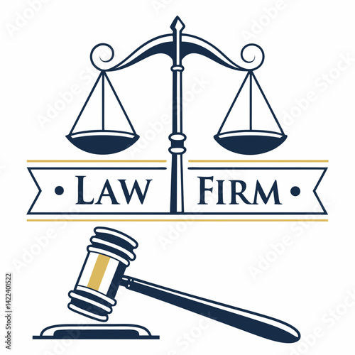 Elegant Law Firm Logo Depicting Justice Scales And Gavel Design