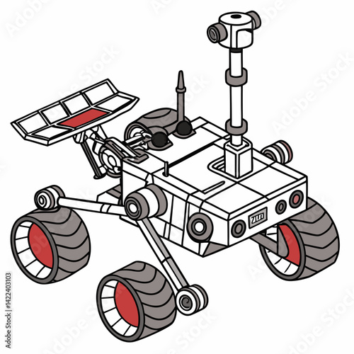 Stylized Vector Illustration Of A Mars Rover Exploring New Worlds Space Exploration