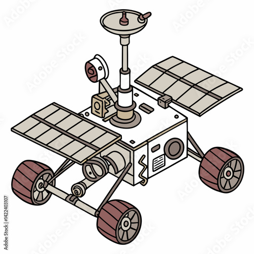 Isolated Mars Rover Vector Illustration Exploring Science Technology And Space Exploration
