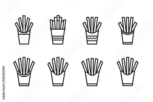 French Fries Minimalist 2D Line Icon