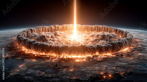View from outer space of a massive nuclear explosion on Earth symbolizing global conflict irreversible destruction human vulnerability and the fragile balance between technology and survival

