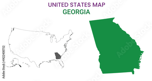 Georgia map of USA state. Georgia map vector illustration. Georgia vector map on white background.