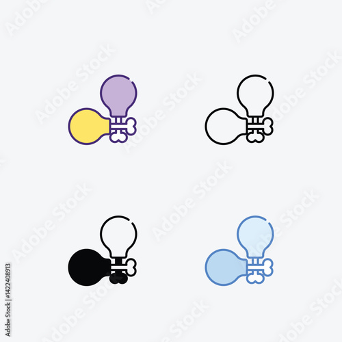 Chicken Leg icons set in different style vector stock illustration