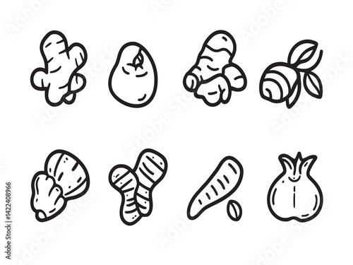 Ginger Icon 2D Line Art Design