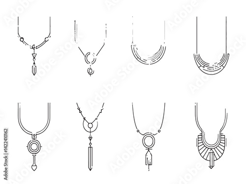 Golden Necklace Modern Minimalist Line Art