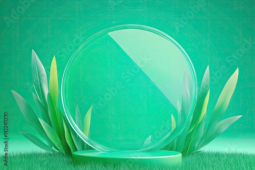 Modern green display podium