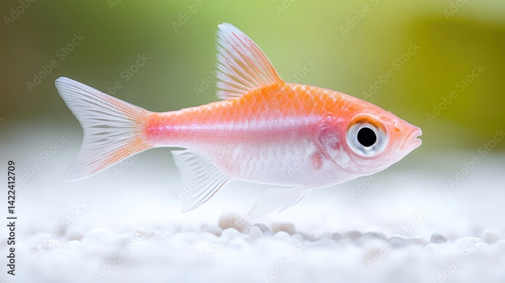 Obraz premium Small, orange-pink fish in aquarium