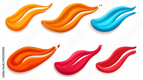 Vibrant Color Brushstrokes Paint Smears Abstract Design Elements