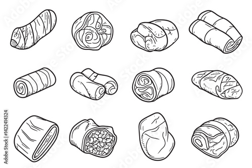 Gyro Meat Icon 2D Line Art