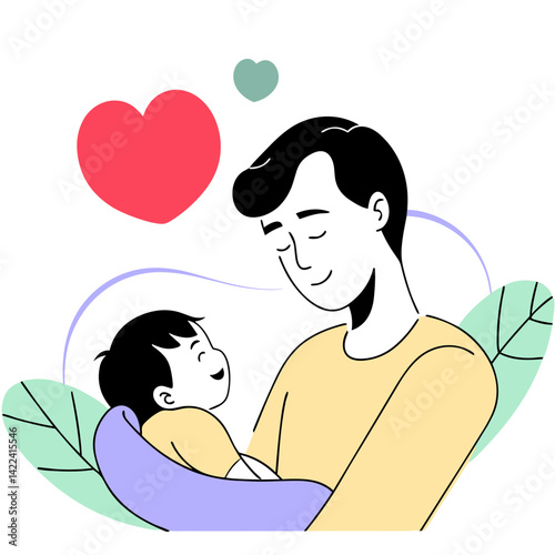 Father's Day father and child sharing love against a white background