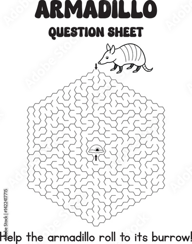 Armadillo Maze Puzzle Help the Armadillo Find its Burrow