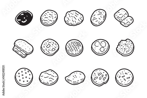 Simple Hash Browns 2D Line Art