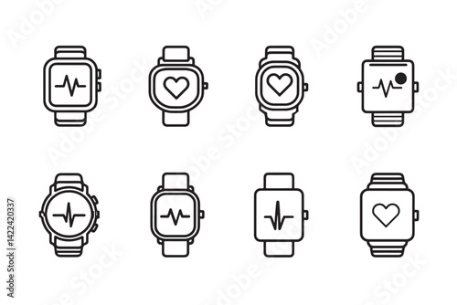 Heart Rate Watch Icon Ultra Minimalist Line
