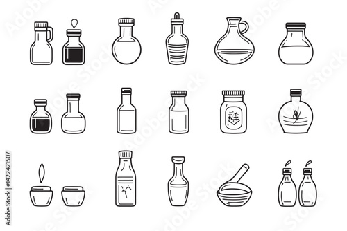 Minimalist Hoisin Sauce Icon Line Art