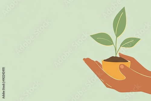 Hands holding a small plant