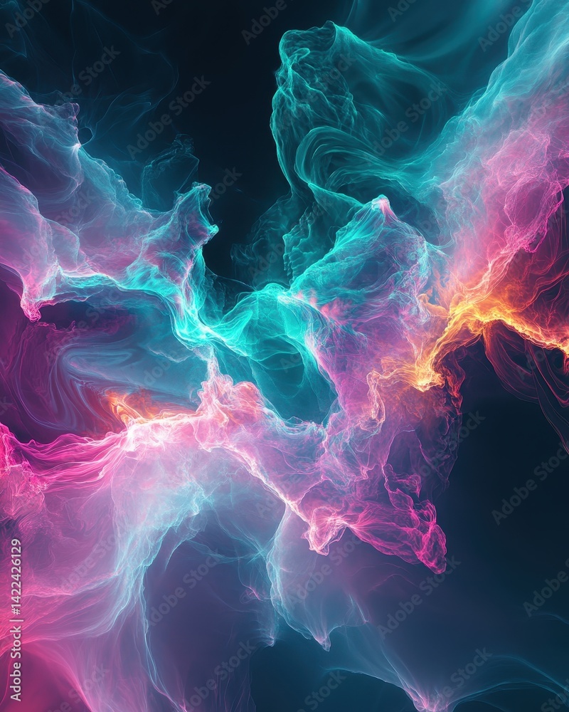 Fototapeta premium Abstract swirling nebulae of vibrant hues.