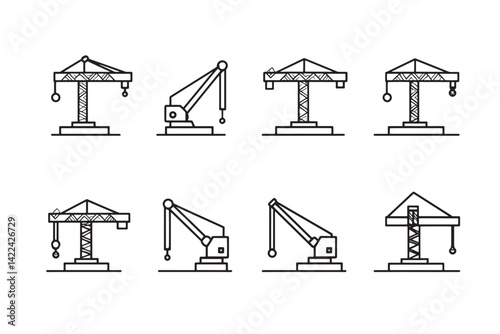 Minimalist Industrial Crane Line Art Icon