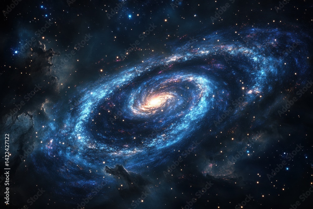 Obraz premium Spiral galaxy in the vast expanse of space.
