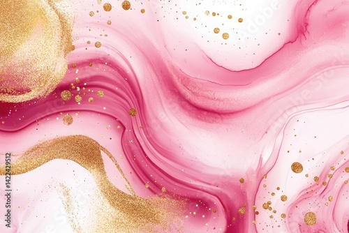 Abstract fluid art in pink and gold