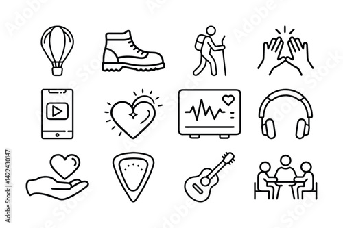 Hiking and enjoy creature Icon set