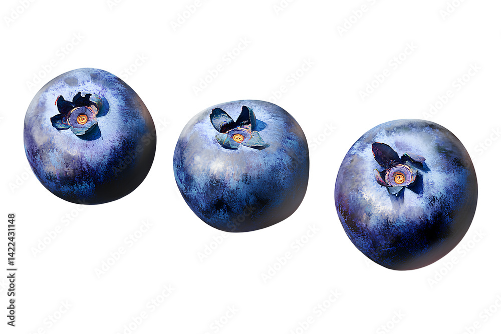 Obraz premium Blueberries realistic stock photo, on a transparent background