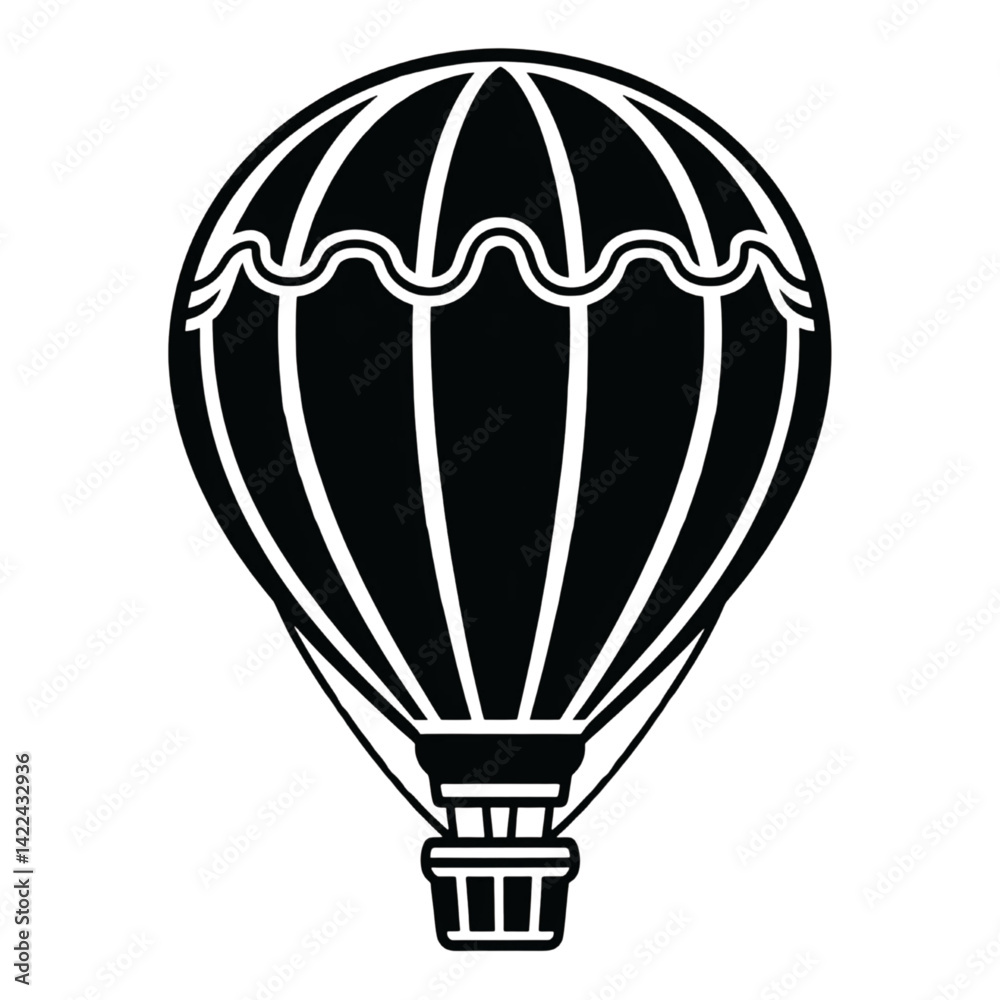 Black and White Hot Air Balloon Illustration