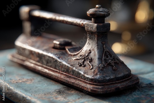 Antique Rusty Door Bolt: Close-up, Detailed, Rustic Charm