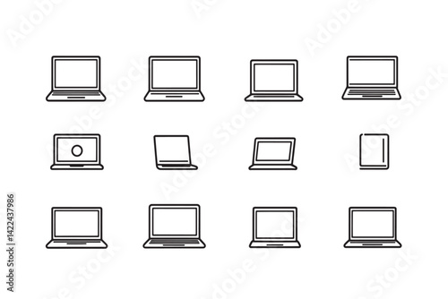 Laptop Icon Simple Minimalist Line Art