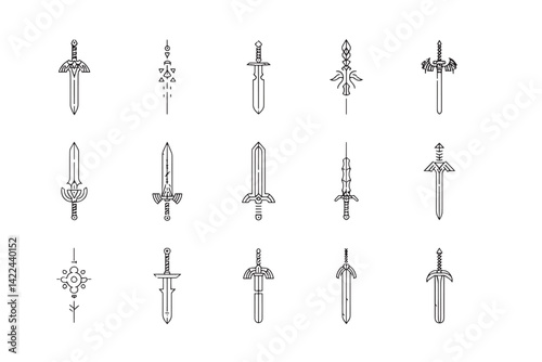 Legendary Sword Icon Set Minimalist