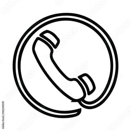Ringing phone icon. Retro symbol