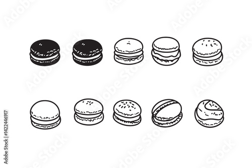 Clean Macaron Line Art Illustration Set