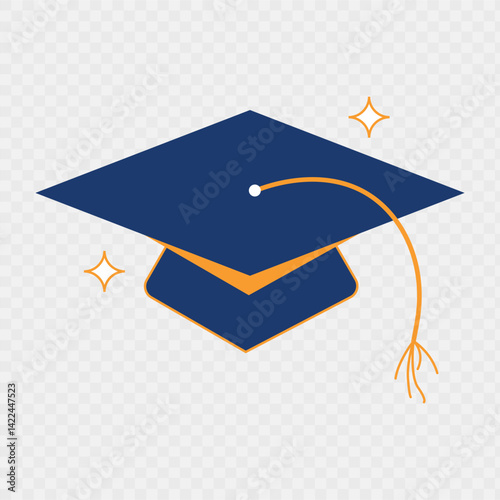 Student hat doodle icon. High education symbol. Vector.
