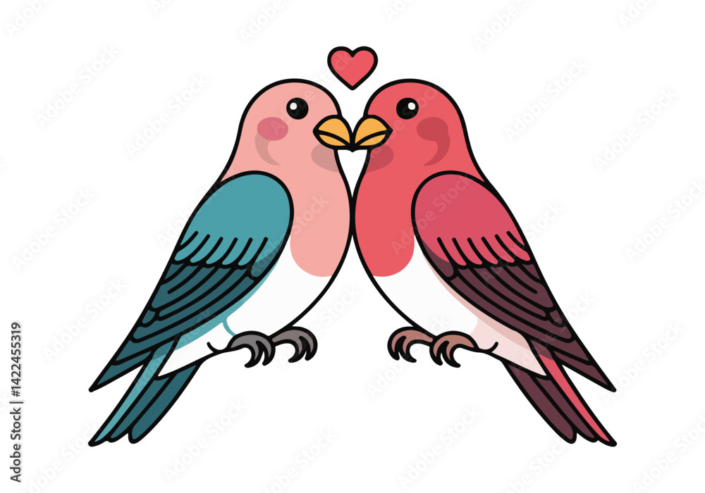 Obraz premium Dia dos Namorados Vector Art - Featuring Heart-Shaped Designs, Love Birds, Cupid, and Romantic Elements in Solid Colors for Valentine's Day Projects, Digital Content, and Print Materials