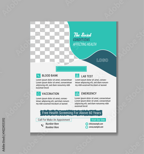 Modern clean  medical flyer template or medical flyer design with best design organic shape