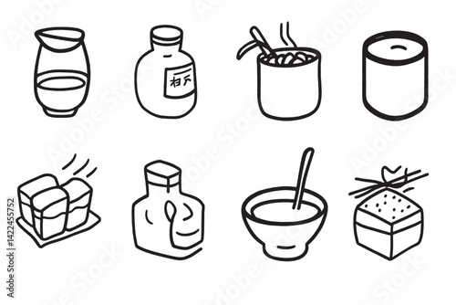 Miso Paste Clean Outline Art Illustration