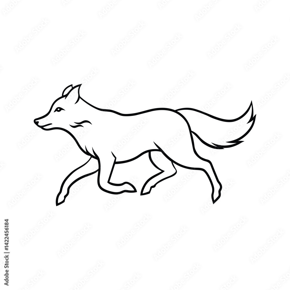 Fototapeta premium Silhouette of a running wolf