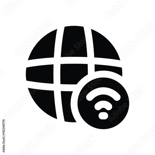 internet glyph icon. Strong and solid vector icon for websites, mobile interfaces, presentations, and visual branding. High quality and easy to edit.