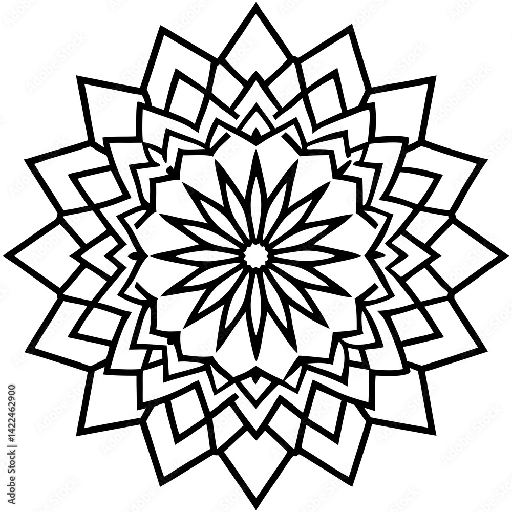 Simple Radial Mandala Vector on White Background Simple Radial Mandala Vector on White Background
