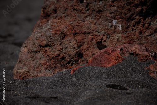 Red volcanic stones