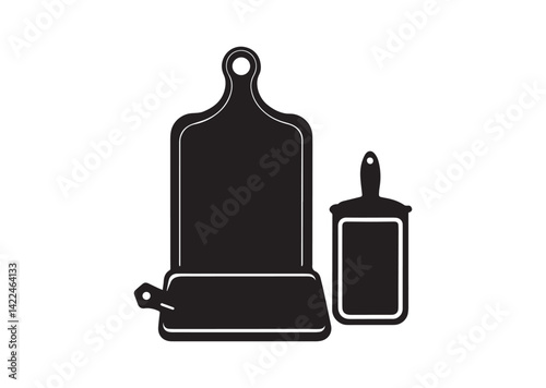 Cutting board kitchen silhouette vector
