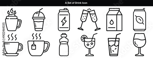 Drinks Line Editable Icons set. Vector illustration in modern thin line style of beverages related icons