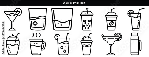 Drinks Line Editable Icons set. Vector illustration in modern thin line style of beverages related icons