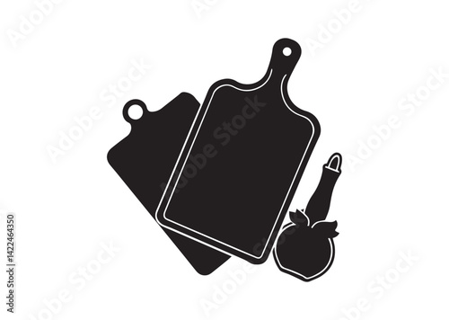 Cutting board kitchen silhouette vector