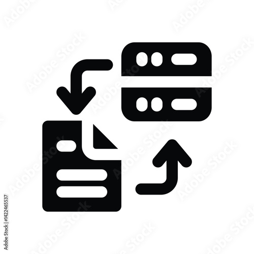 data transformation glyph icon. Strong and solid vector icon for websites, mobile interfaces, presentations, and visual branding. High quality and easy to edit.