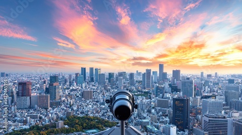 Tokyo Skyline Sunset Panorama: A Breathtaking View from Above