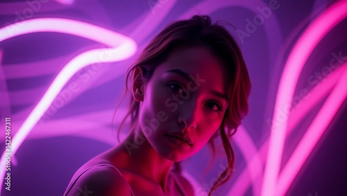 Neon Glow Portrait of a Woman