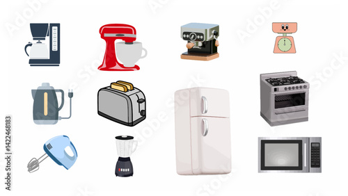 Set of household  Kitchen appliances icons