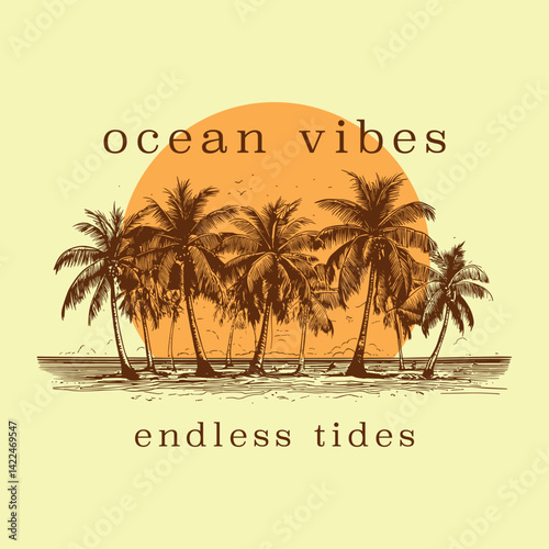 palm trees ocean vibes t-shirt print design 