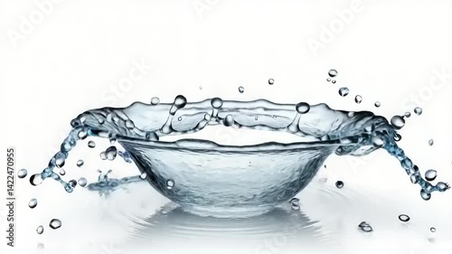 Water splash in a spherical glass form.